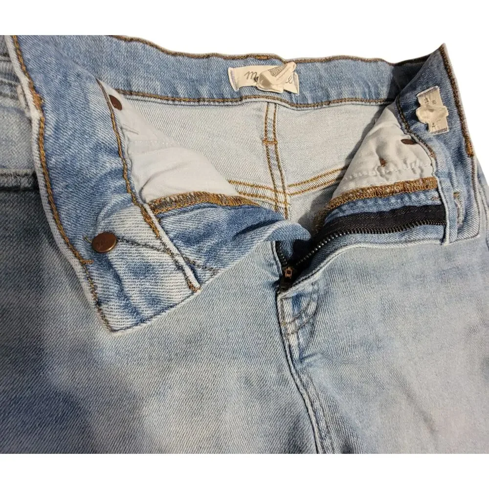 Madewell High-Rise Denim Shorts Women’s 24 Light Wash Raw Frayed Hem