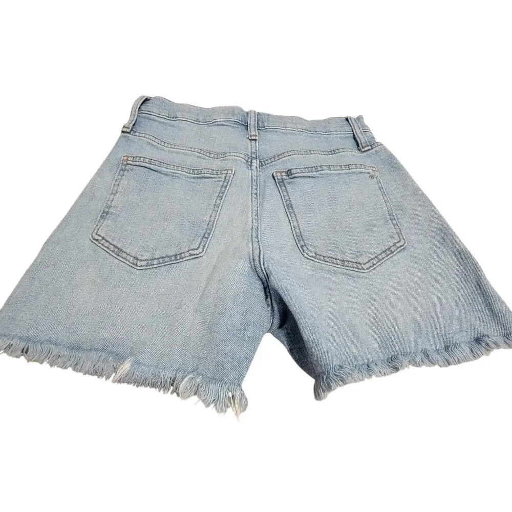 Madewell High-Rise Denim Shorts Women’s 24 Light Wash Raw Frayed Hem