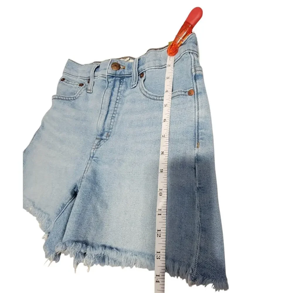 Madewell High-Rise Denim Shorts Women’s 24 Light Wash Raw Frayed Hem