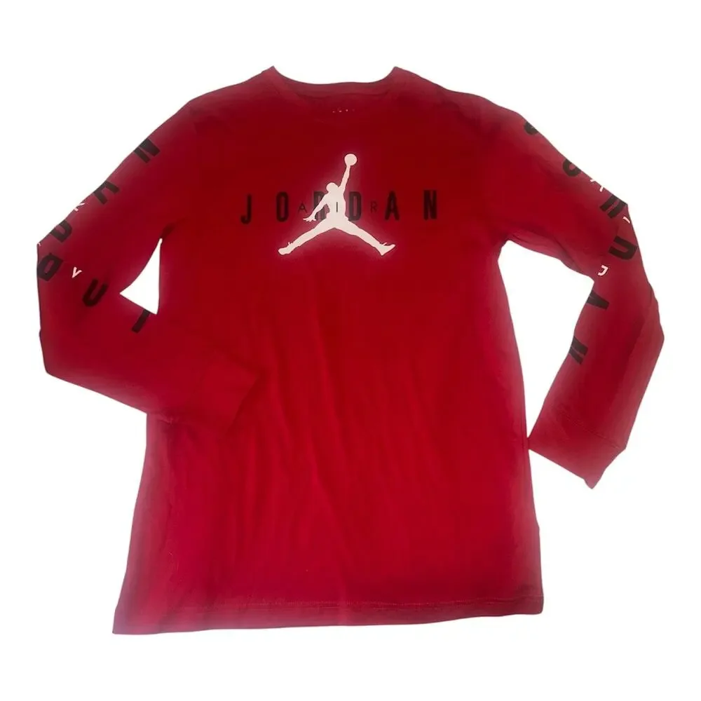 Jordan Boys 15 Years Red Long Sleeve Jumpman Graphic Shirt