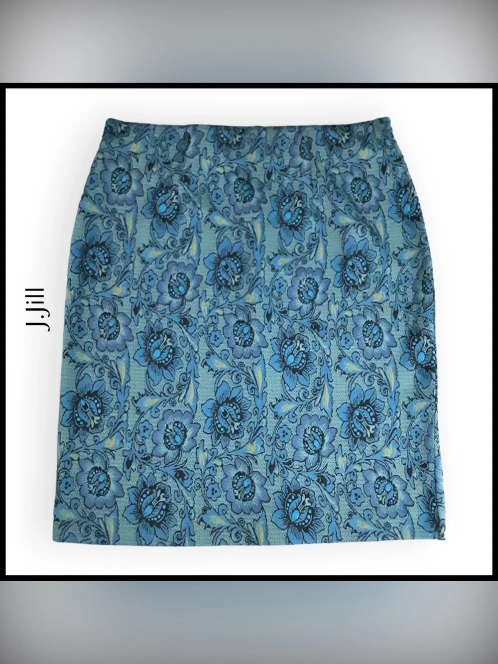 J. Jill Blue Floral Jacquard Mini Skirt