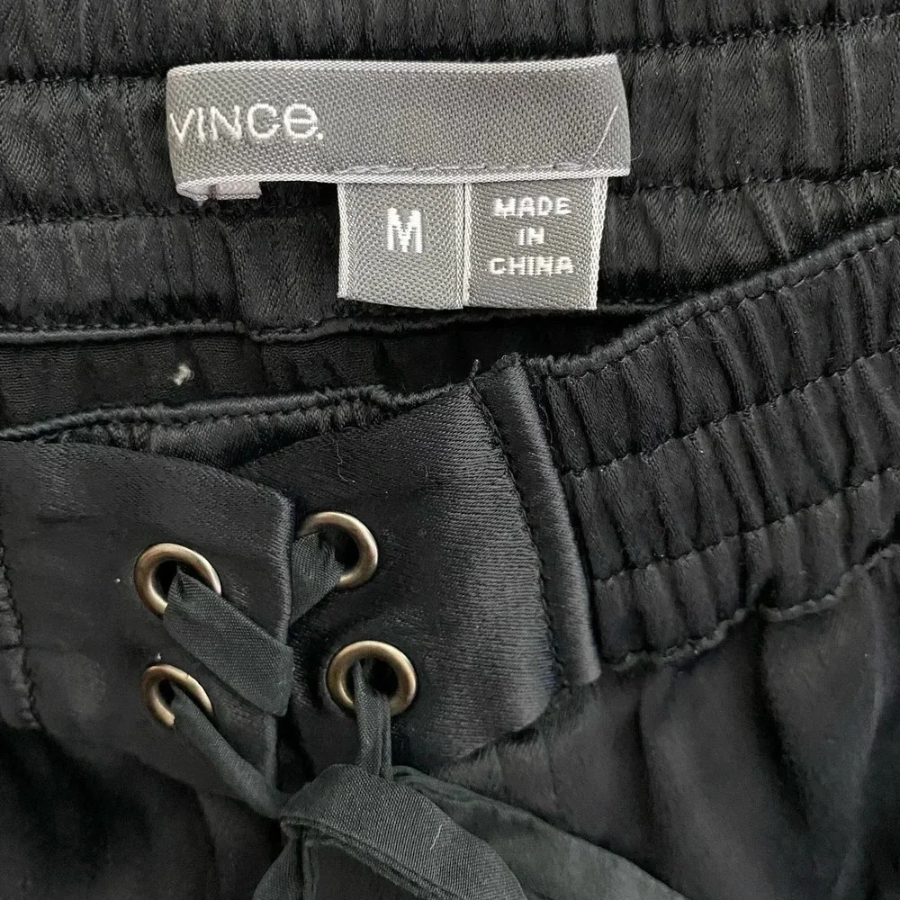 Vince Lace Up Silky Drawstring‎ Shorts Black