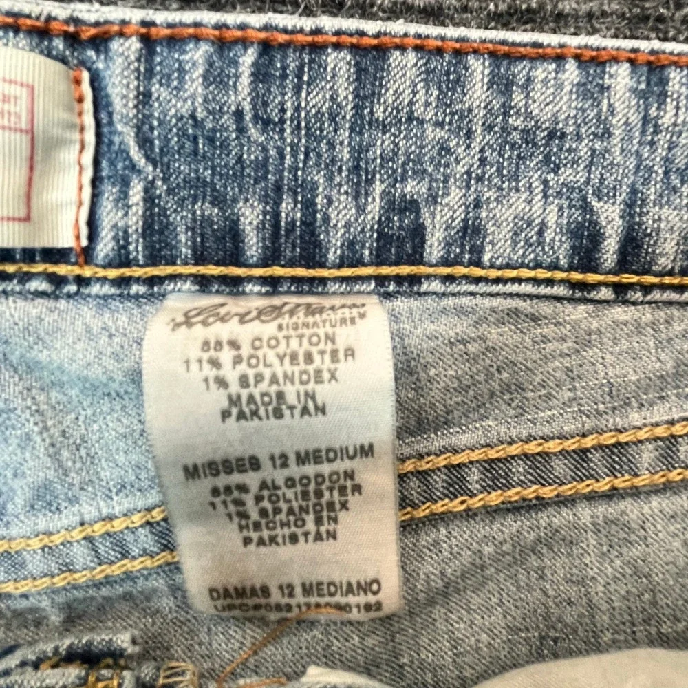 Levi Strauss Y2K Women 12 Light Wash Stretch Raw Hem Cut Off Denim Shorts Frayed