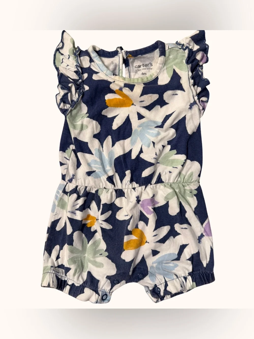 Carter's Navy Floral Ruffle-Sleeve Romper
