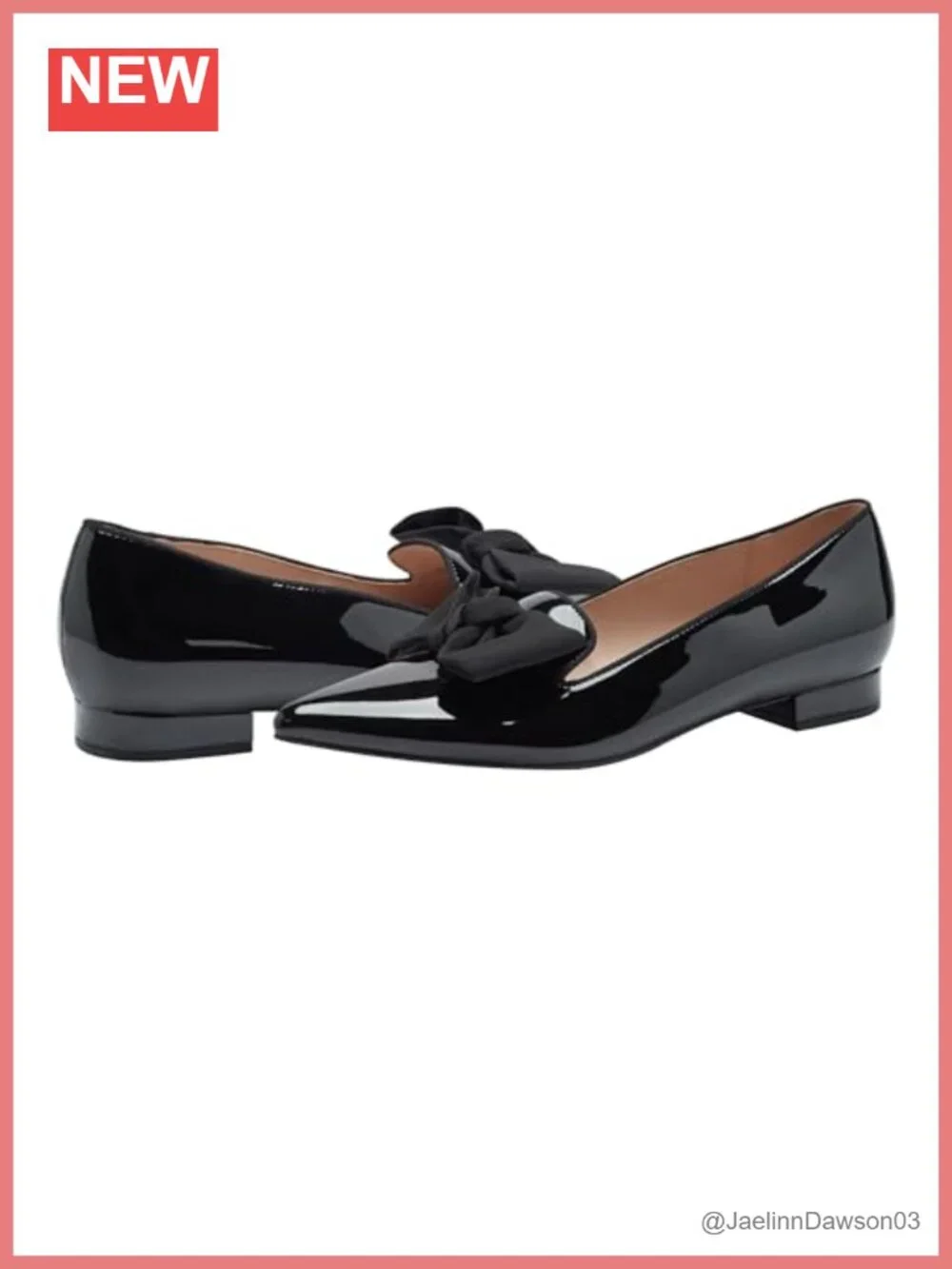 Faux Patent Leather Slip-On Loafer with Bow Detailing Pointed Toe