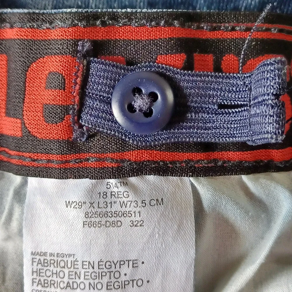 Levi's Jeans Boys 18 Reg Blue 514 Straight Fit Adjustable Waist Denim S111-07