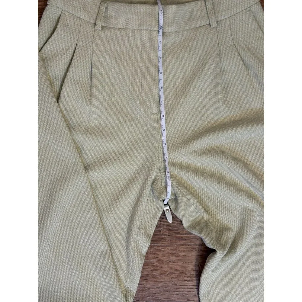 House of Harlow 1960 Sage Beige Textured Tailored Wide Leg Pants Size 6