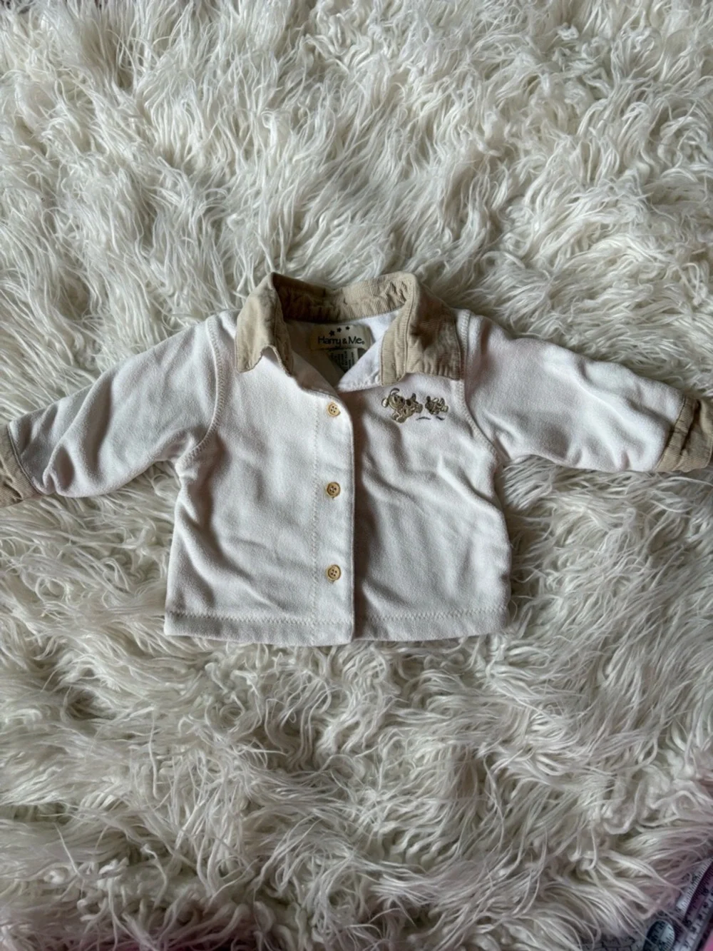Vintage Harry & Me Ivory Fleece Baby Jacket 3–6 Months Button Front EUC