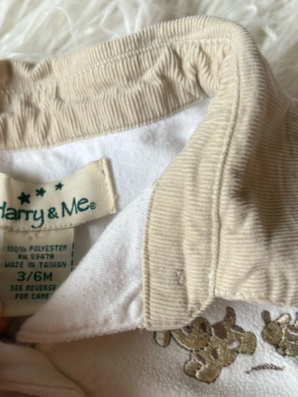 Vintage Harry & Me Ivory Fleece Baby Jacket 3–6 Months Button Front EUC