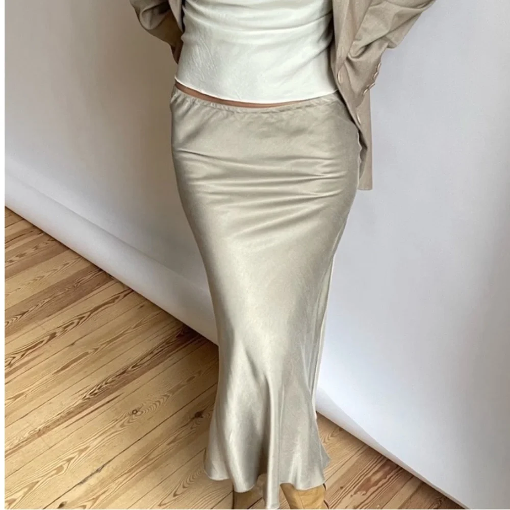 NWT Djerf Avenue Vision Elastic Waist Biased Cut Silky Maxi Skirt Size XL
