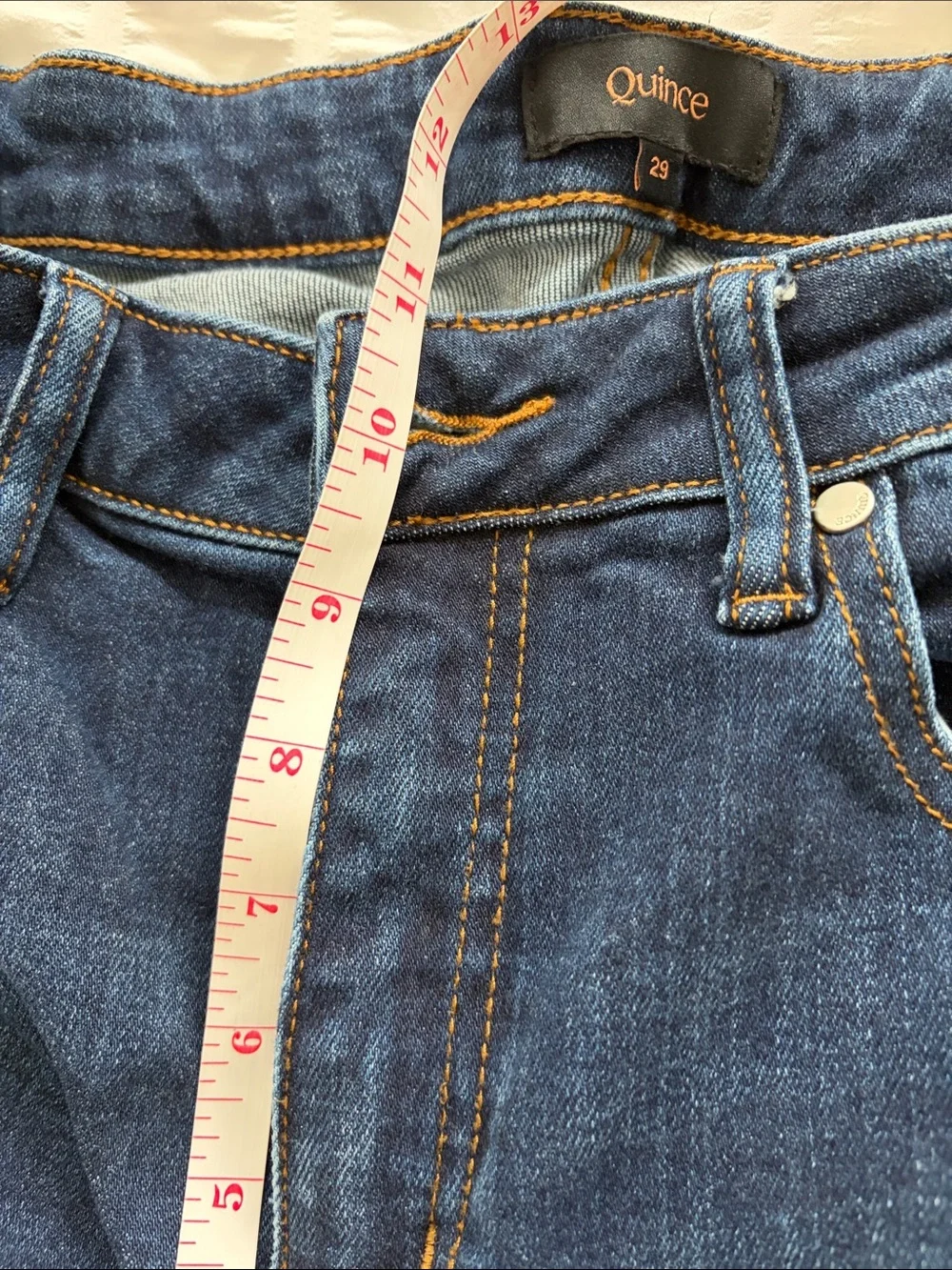Quince Bella Stretch Wide-Leg Jeans in Mid Blue Wash. EUC