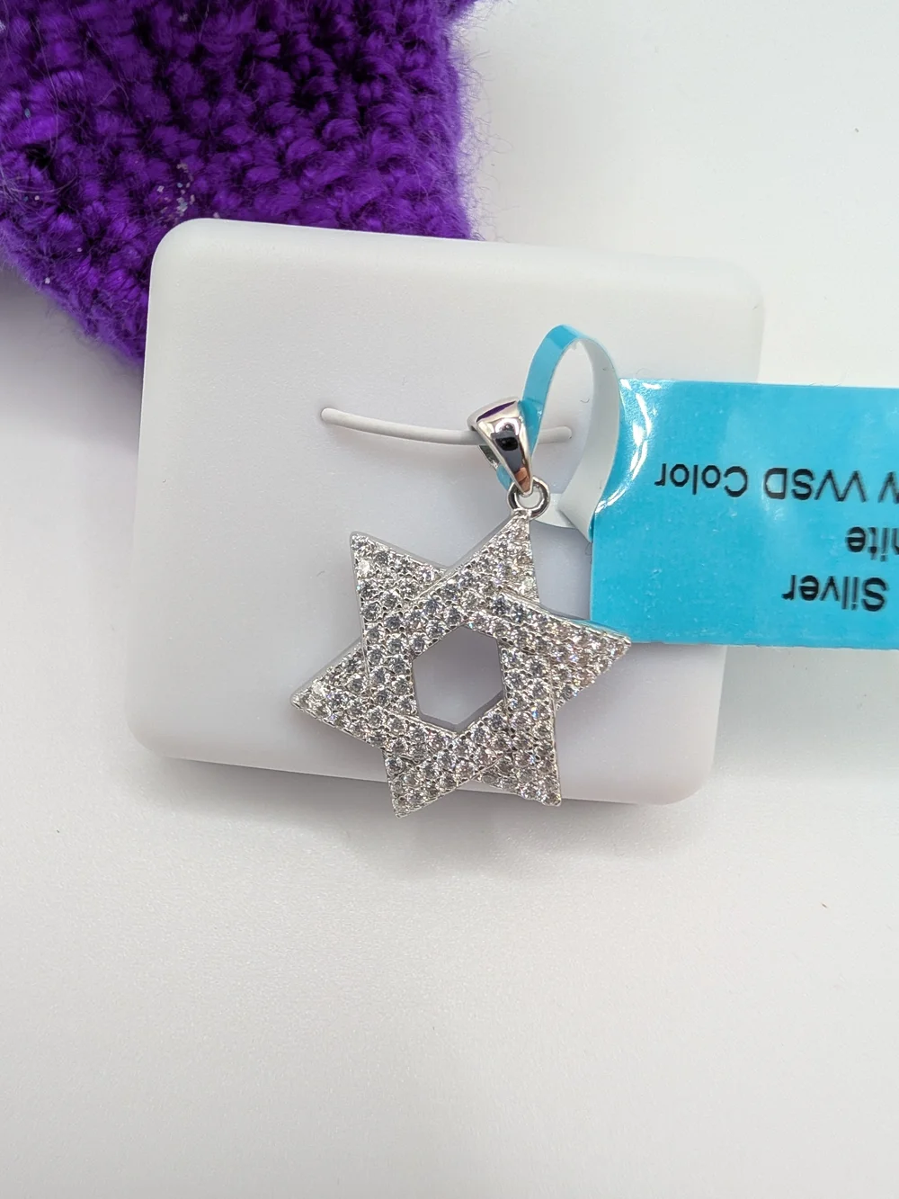 NWT 925 Sterling Silver Moissanite Star of David Pendant 0.83 CTW VVS D Color