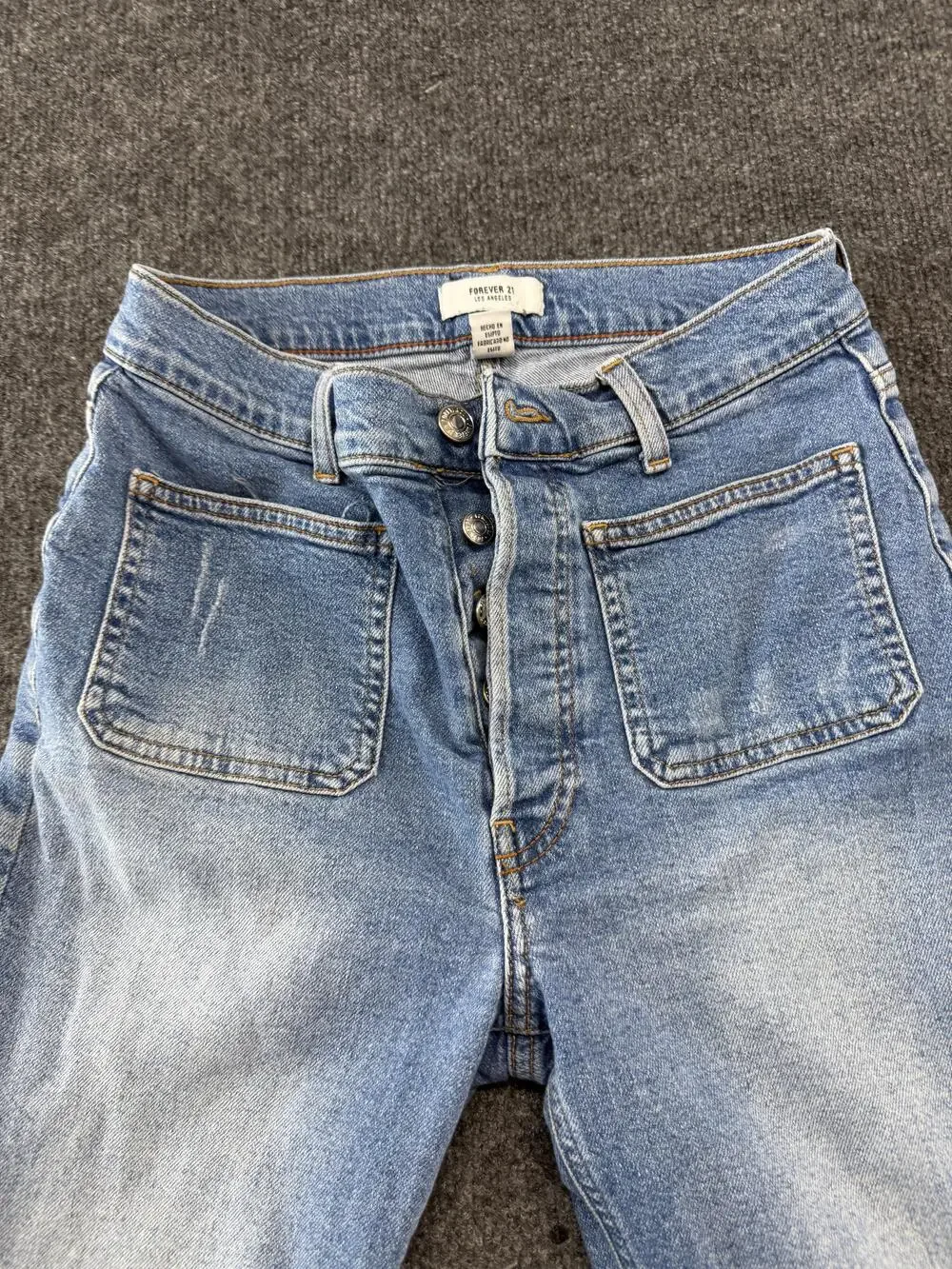 Forever 21 Jeans Womens 27 Light Blue High Rise Straight Denim Button Fly