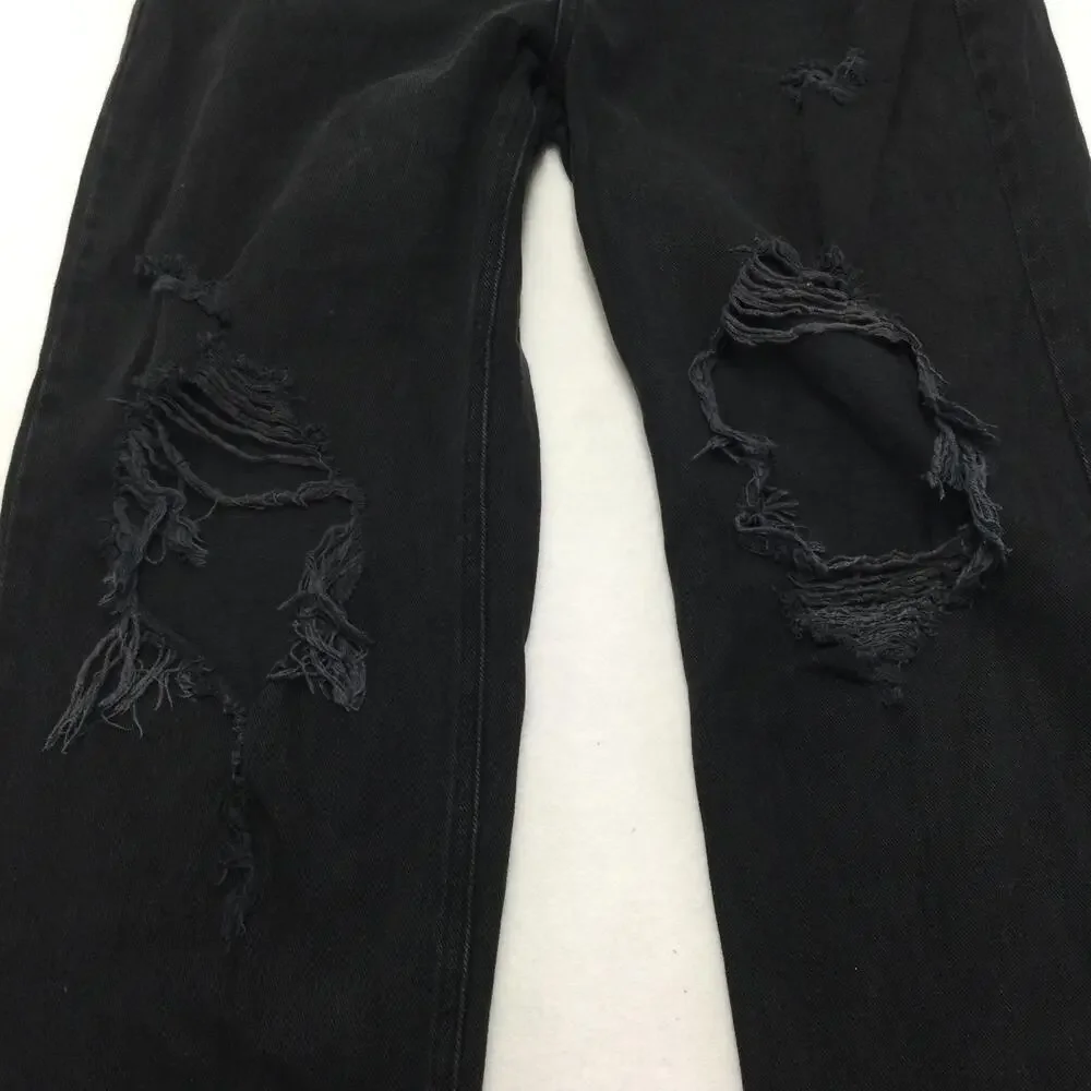 PacSun 90s Boyfriend Jeans Womens 29 Black High Rise Distressed Relaxed Denim