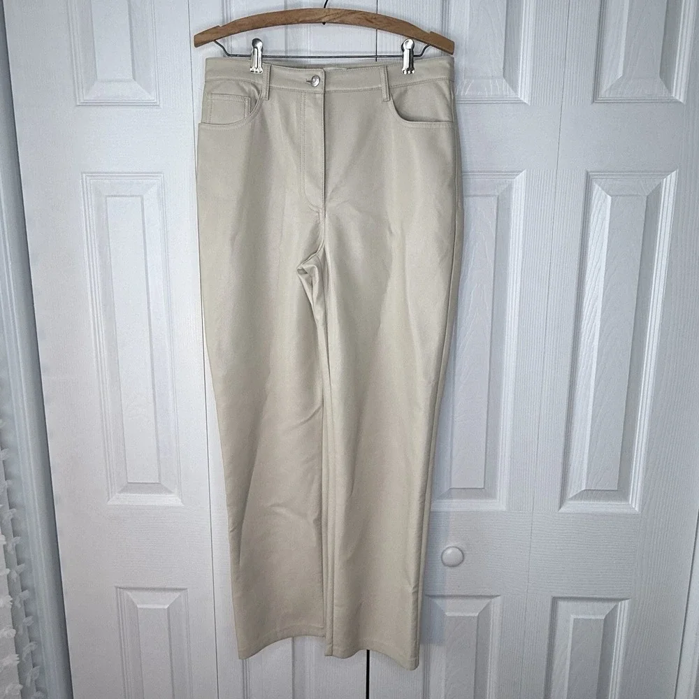 ARITZIA WILFRED Women's Size 10 Pant In Ivory High-Waisted‎ Vegan Leather