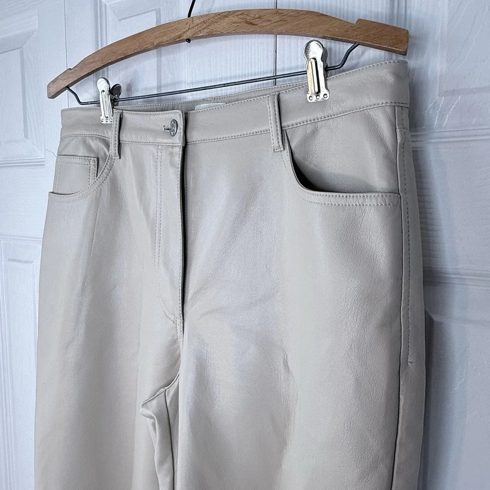 ARITZIA WILFRED Women's Size 10 Pant In Ivory High-Waisted‎ Vegan Leather