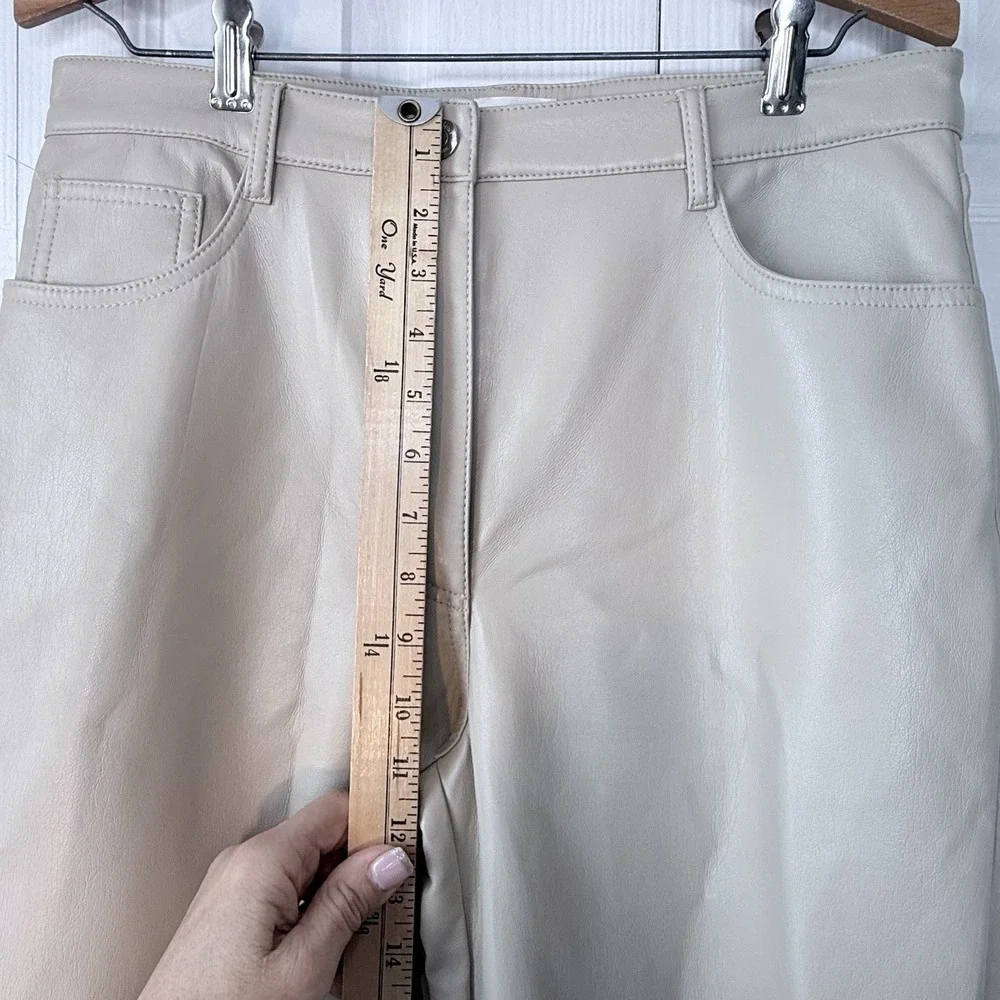ARITZIA WILFRED Women's Size 10 Pant In Ivory High-Waisted‎ Vegan Leather