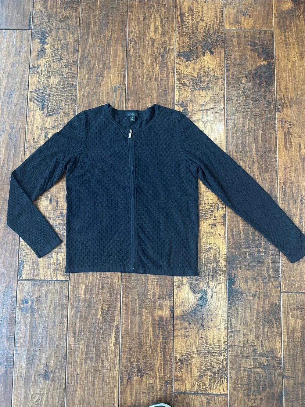 Ann Taylor Factory Black Textured Zip-Up Cardigan. New Without Tags