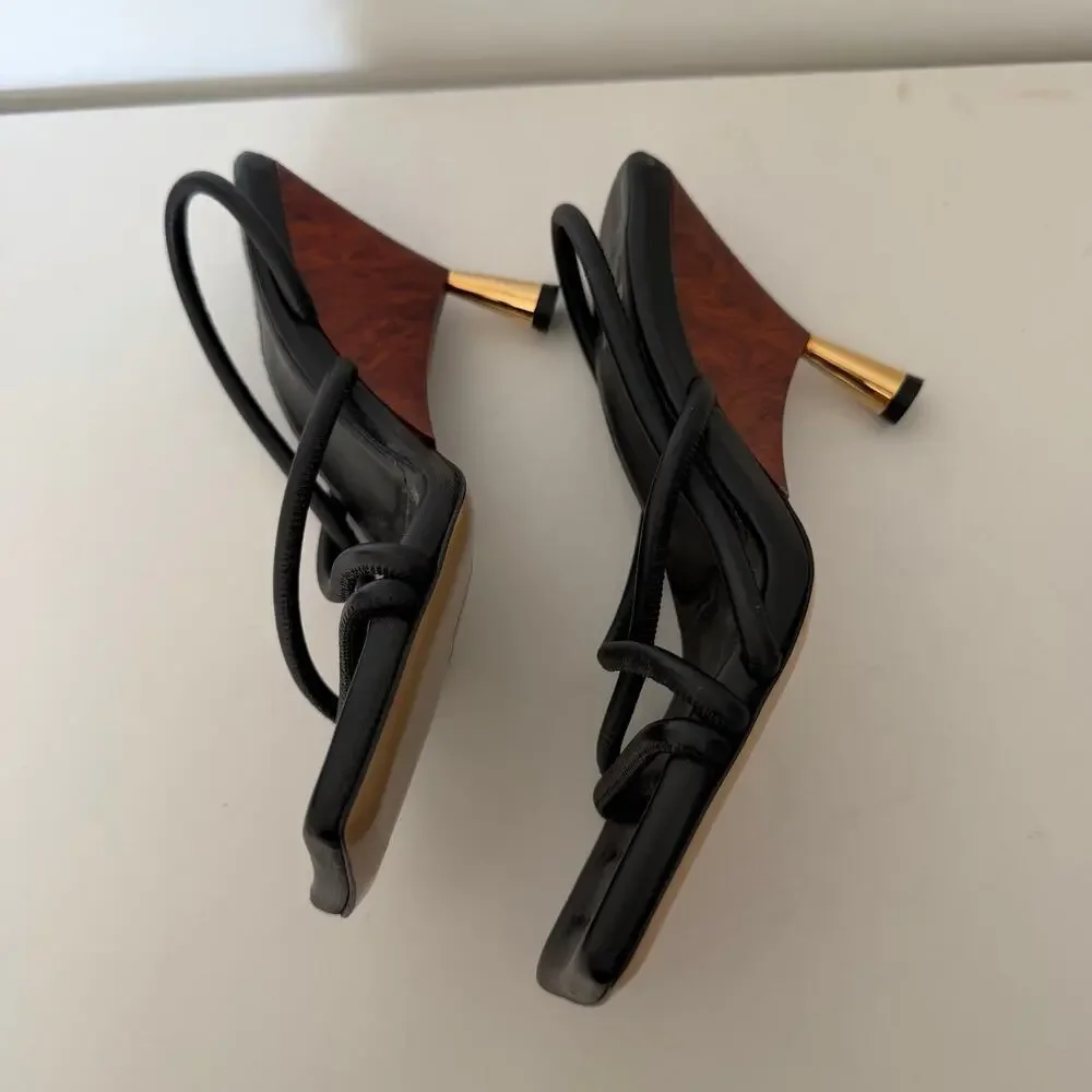 Gia Borghini (US 6 / EU 36) GIA/RHW Rosie 2 Leather Strappy Wood Heel Sandals