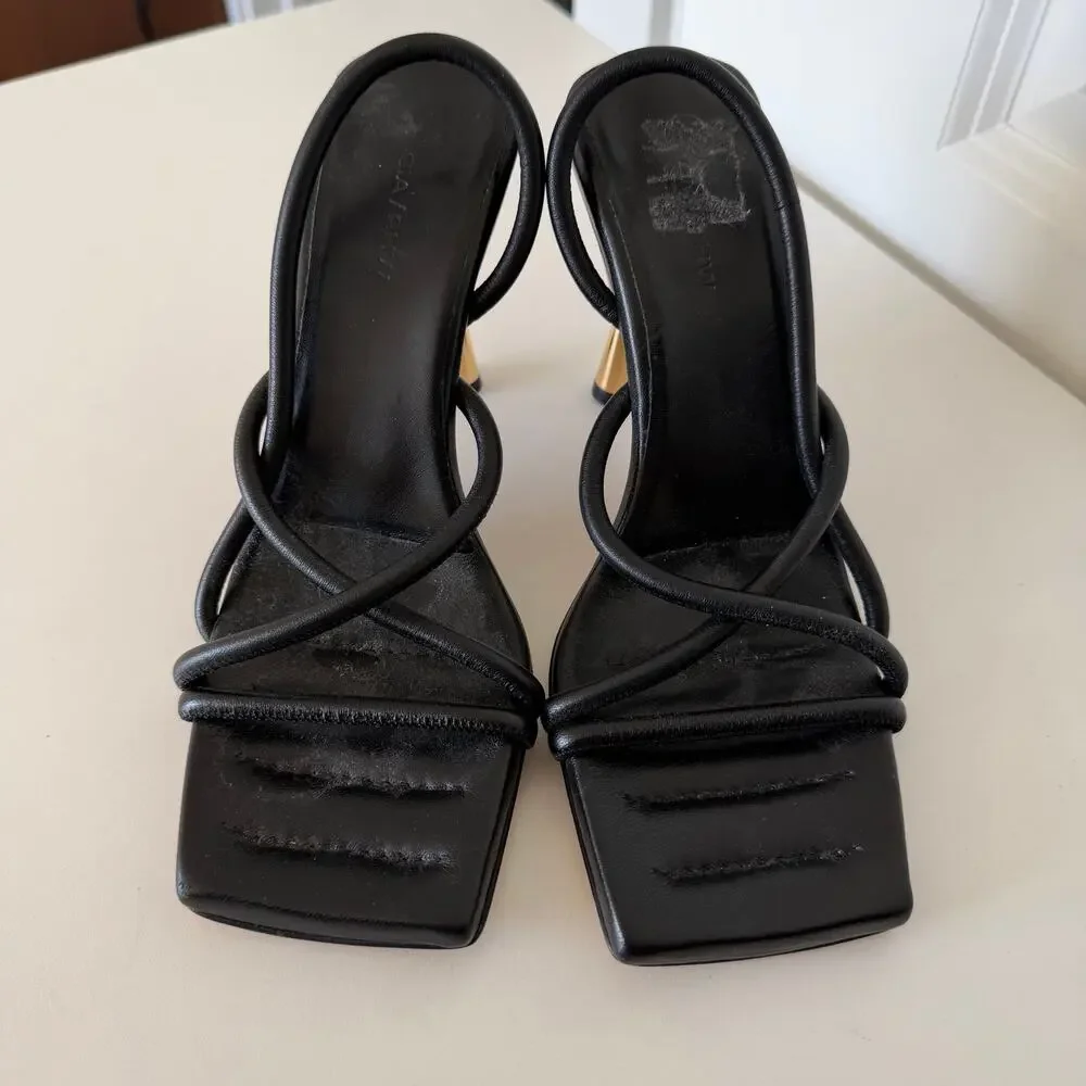 Gia Borghini (US 6 / EU 36) GIA/RHW Rosie 2 Leather Strappy Wood Heel Sandals