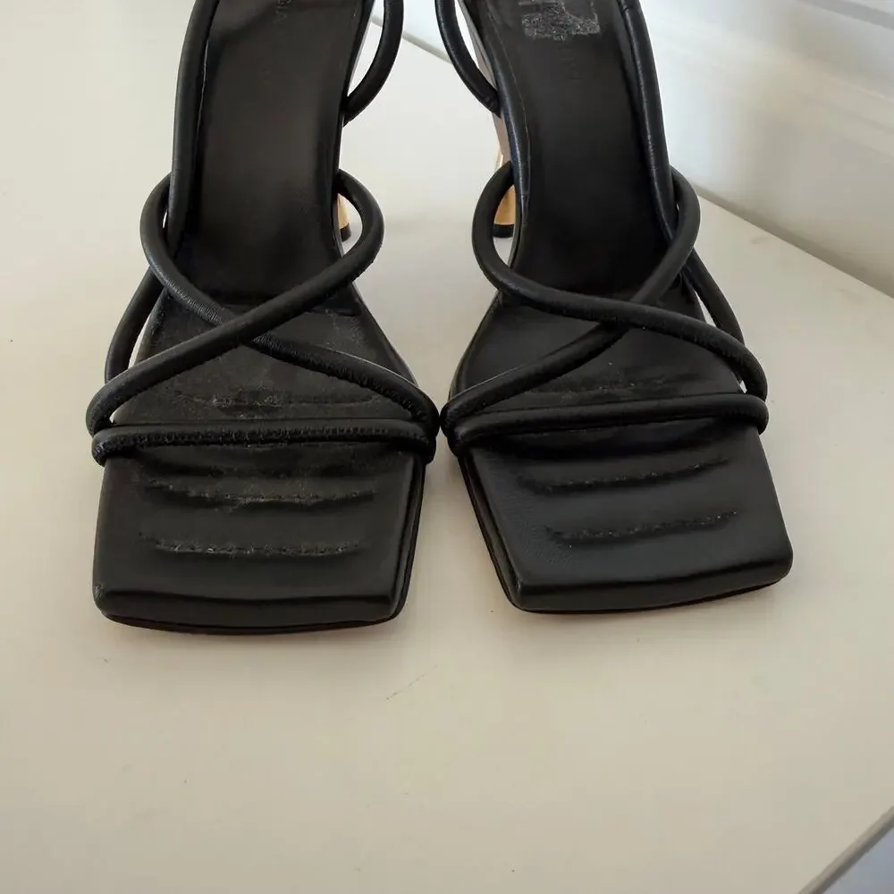 Gia Borghini (US 6 / EU 36) GIA/RHW Rosie 2 Leather Strappy Wood Heel Sandals