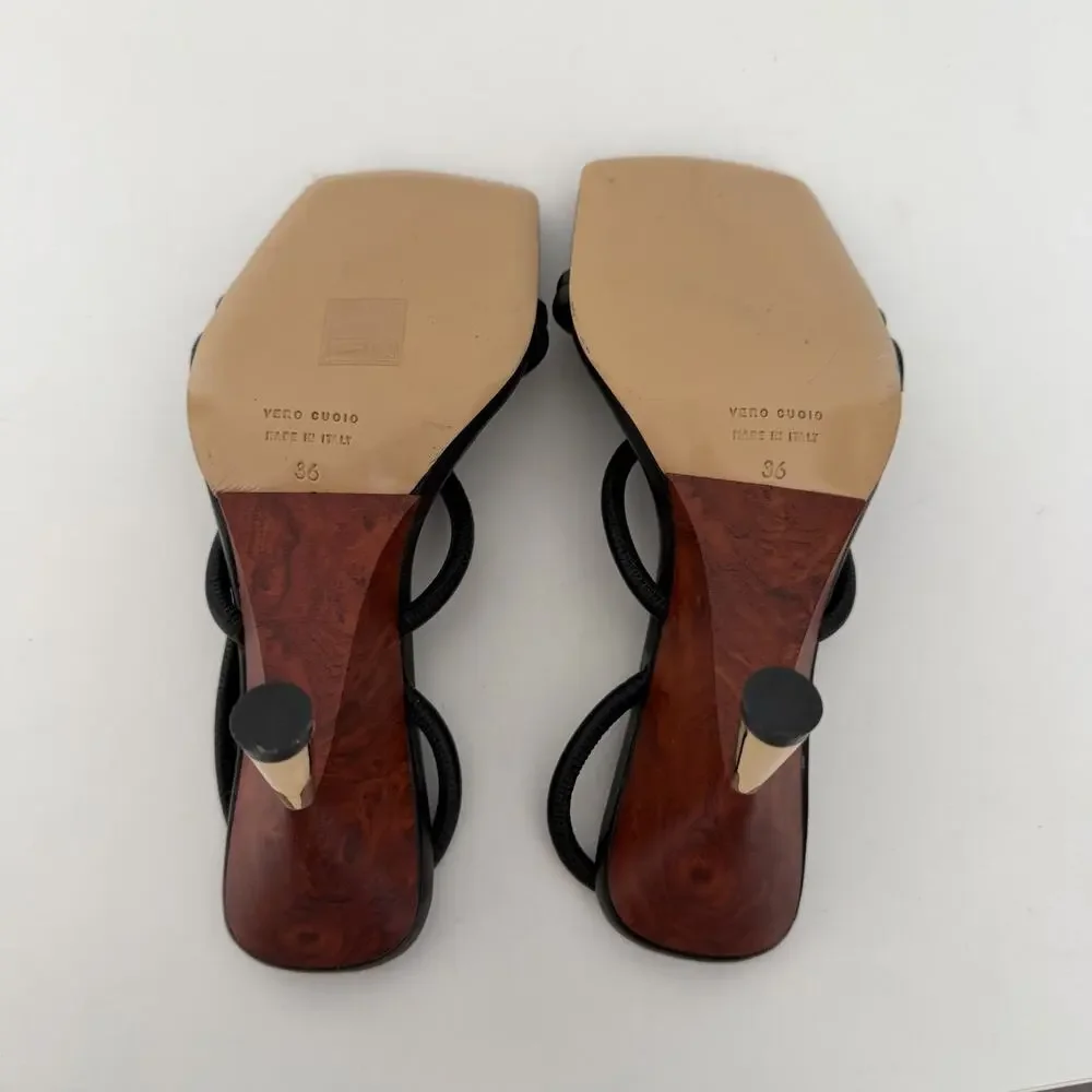 Gia Borghini (US 6 / EU 36) GIA/RHW Rosie 2 Leather Strappy Wood Heel Sandals
