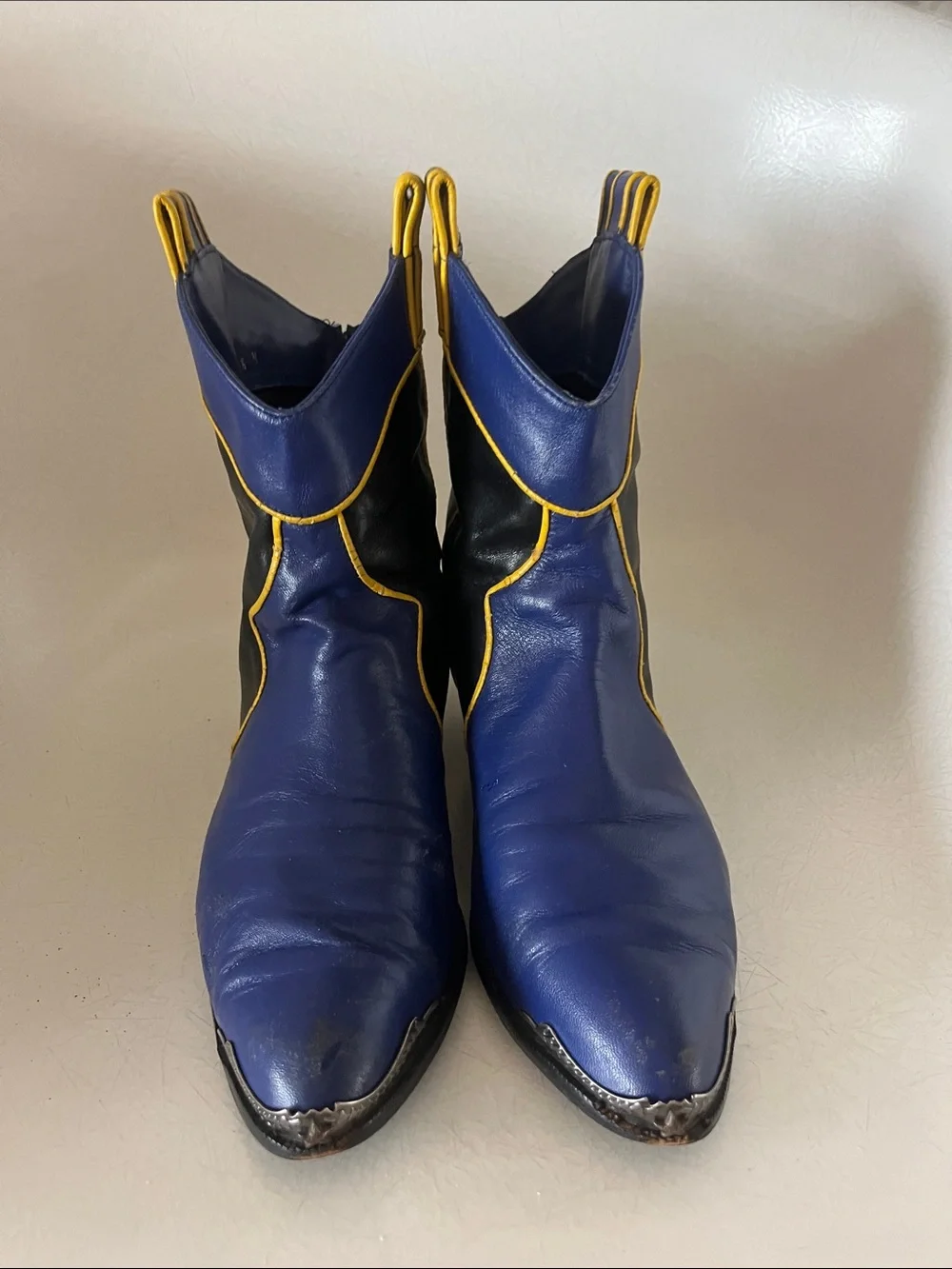 VINTAGE Hippopotamus Genuine Leather Cowgirl Boots Royal Blue size 9