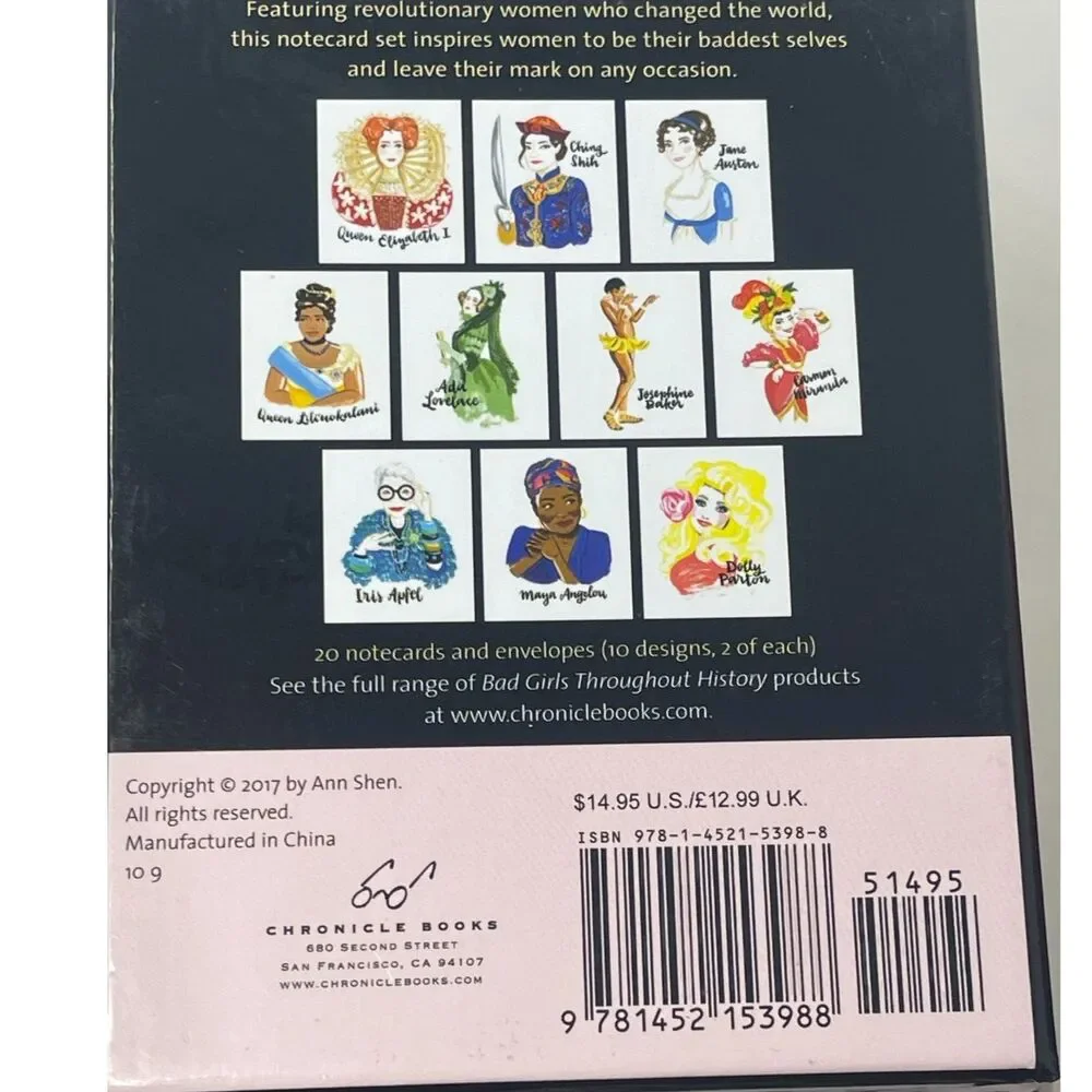 Bad Girls Throughout History Notecards Ann Shen - 19 Card Set - Stationary Boxed