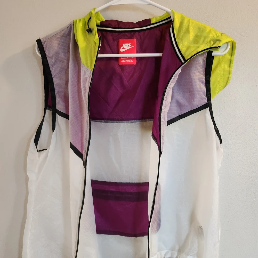 Nike Purple and Neon Green Sleeveless Vest Large