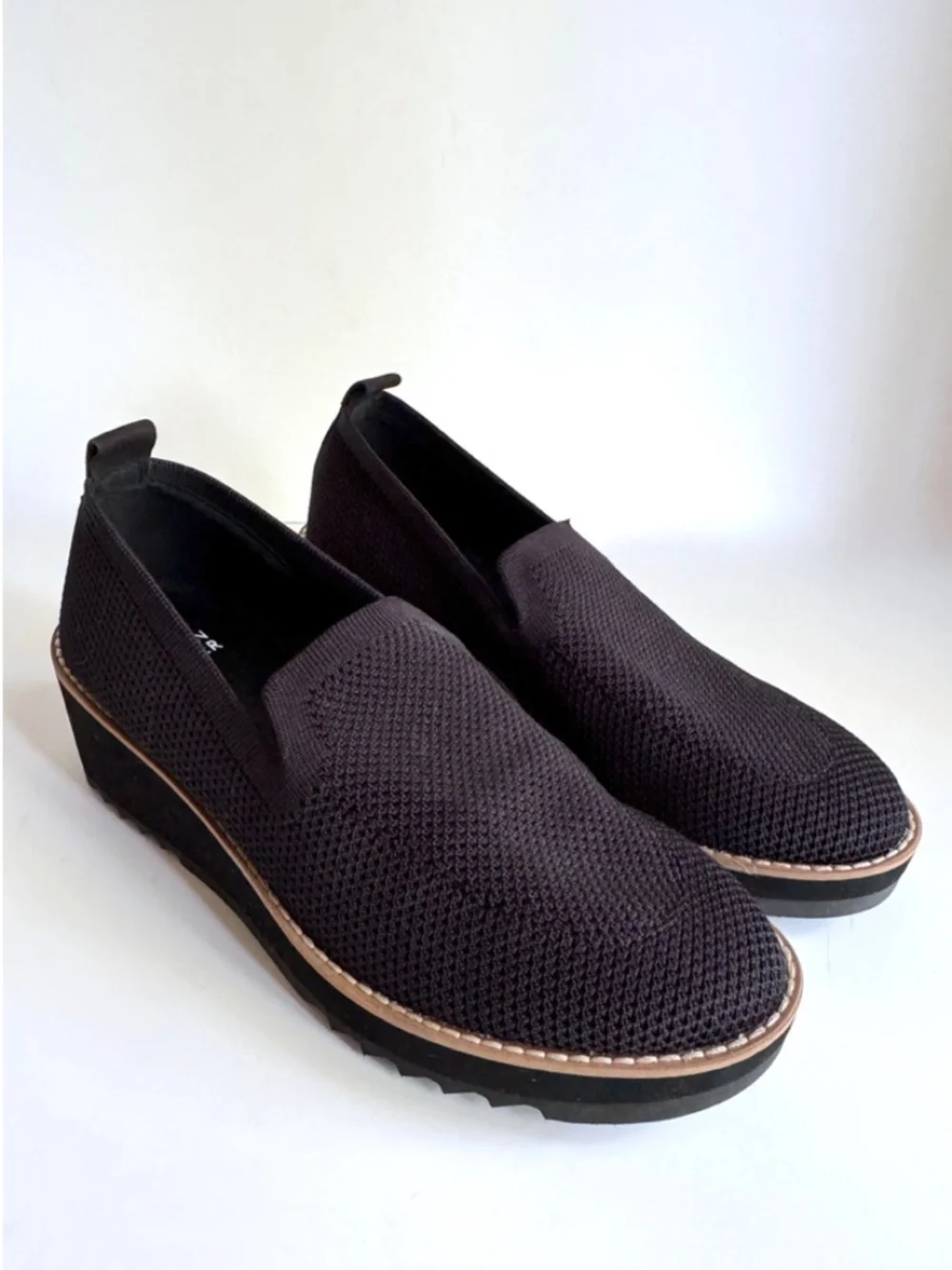 Eileen Fisher Ergos Recycled Stretch Knit Platform Loafer in Black Size 8