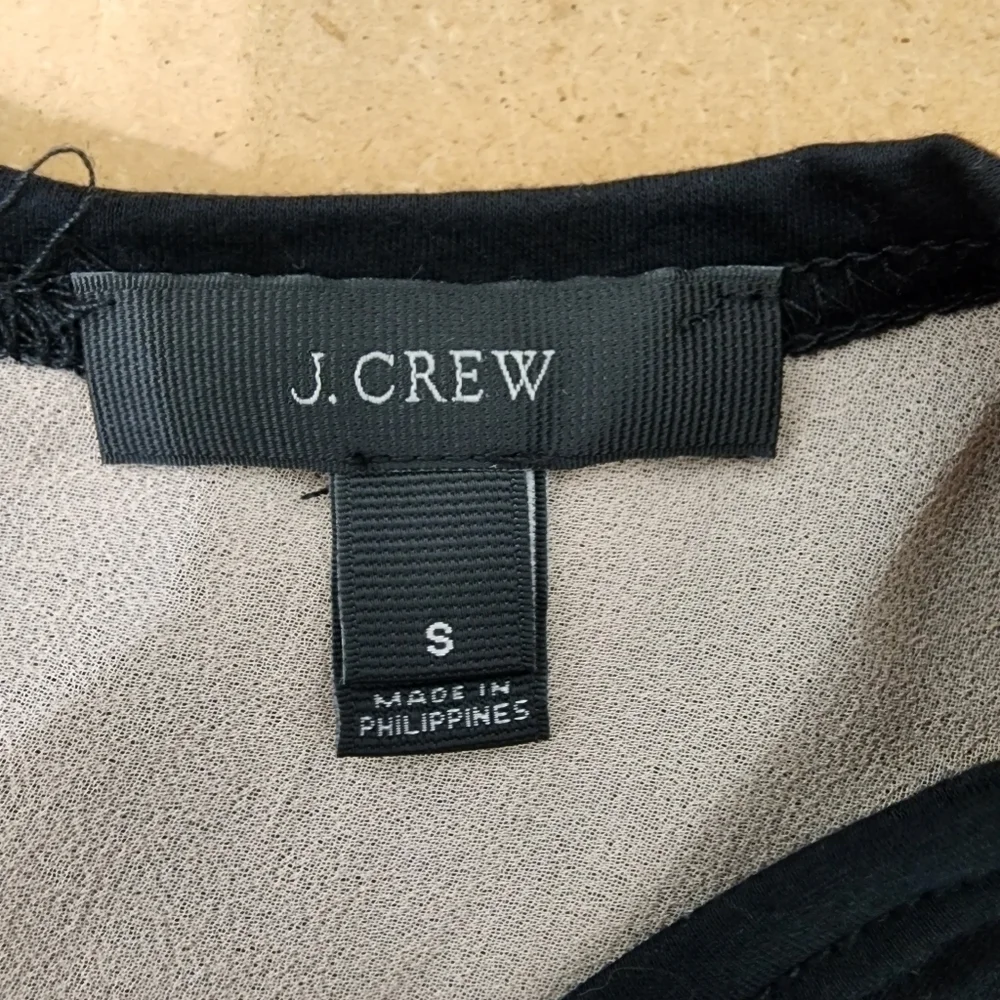 J. Crew Double Layer Ruffle Hem Tank Black Sleeveless Top  Size S
