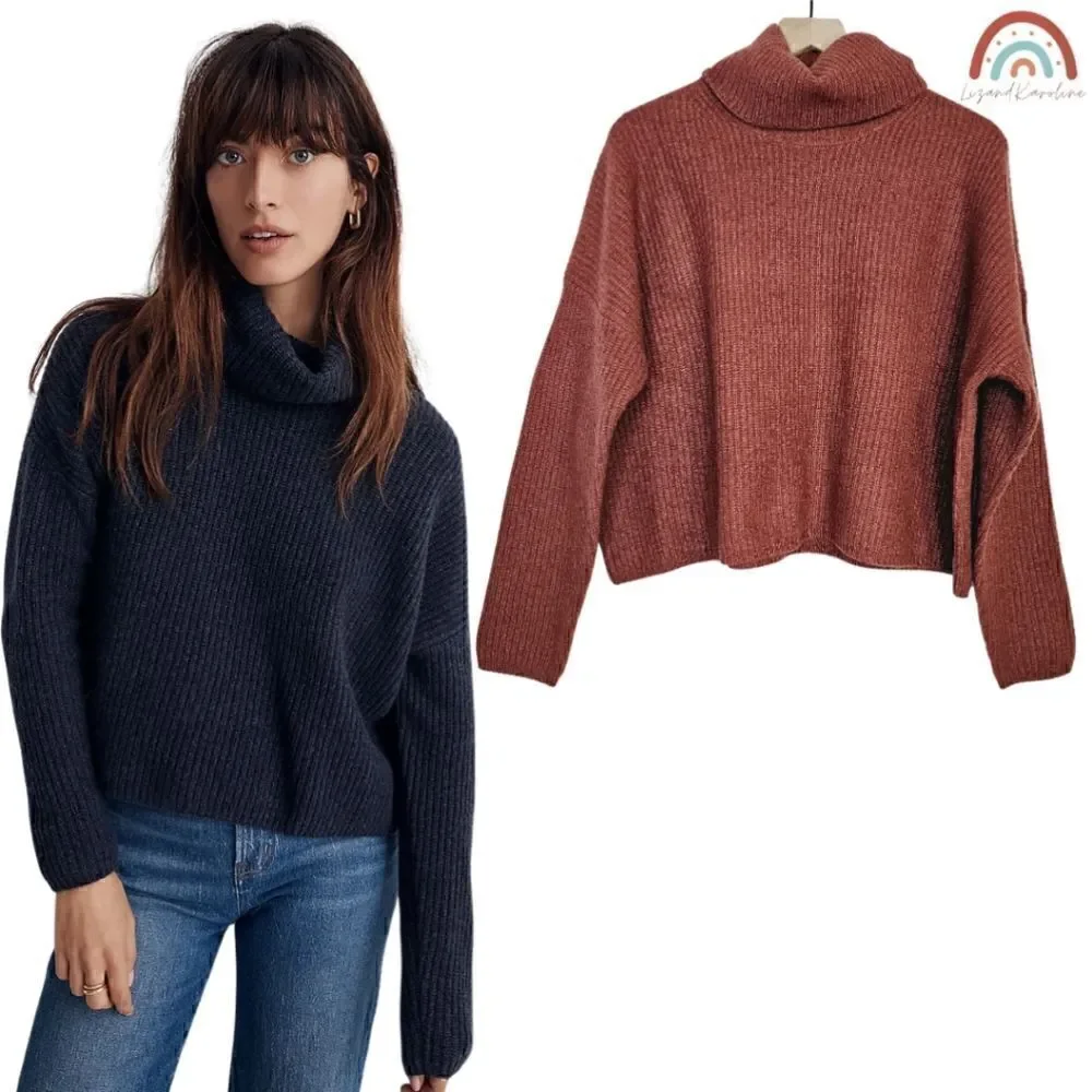 New! Madewell Cashmere Wool Soft Knit Oversized Turtleneck Cozy Sweater