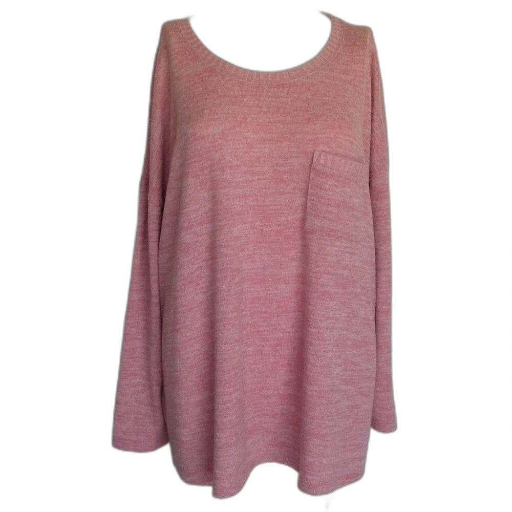 TORRID Sweater, 2/2X, Pink Space Dye, Pullover, Long sleeves, Pocket, Rayon