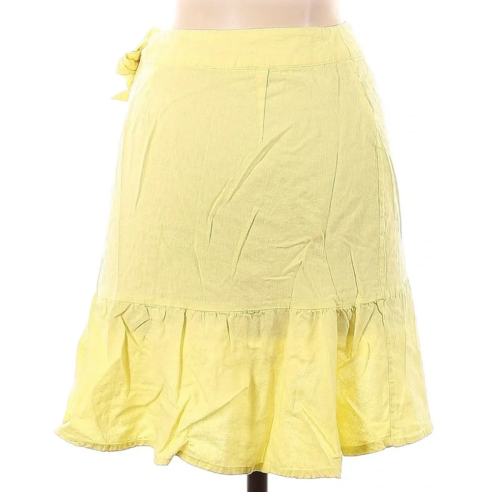 Free People Butter Yellow Asymmetrical Ruffle Wrap Skirt