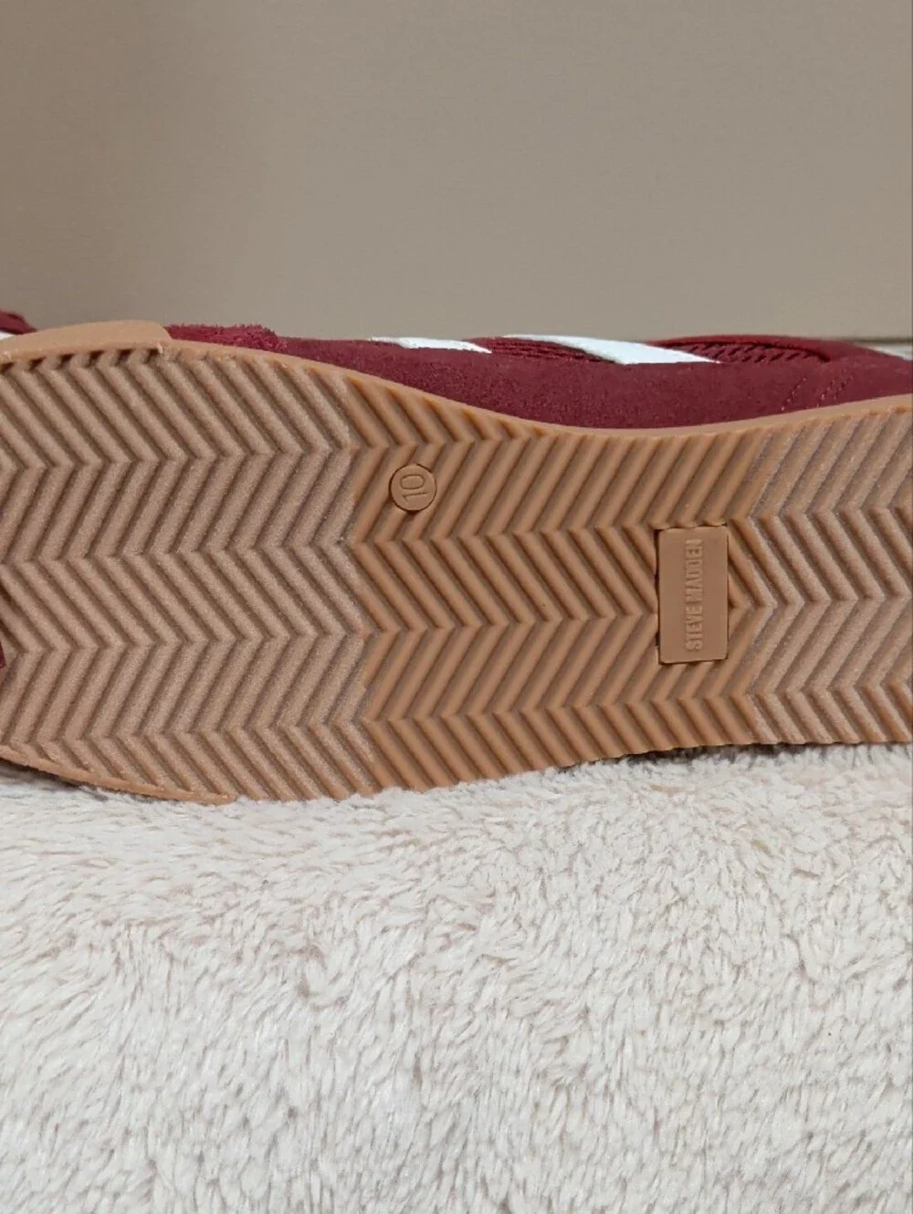 Steve Madden Women's Burgundy Sneakers with White Stripes