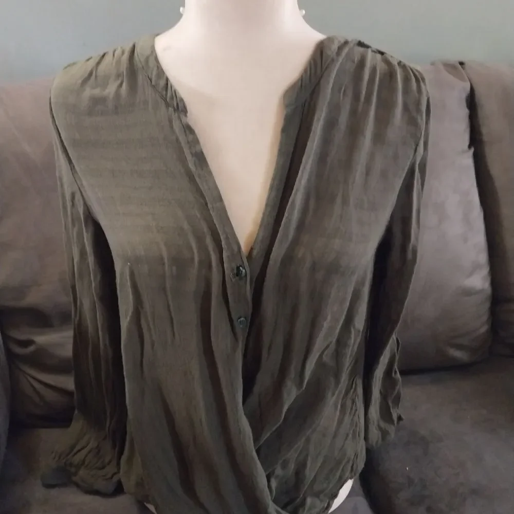 a.n.a Deep Olive Blouse
