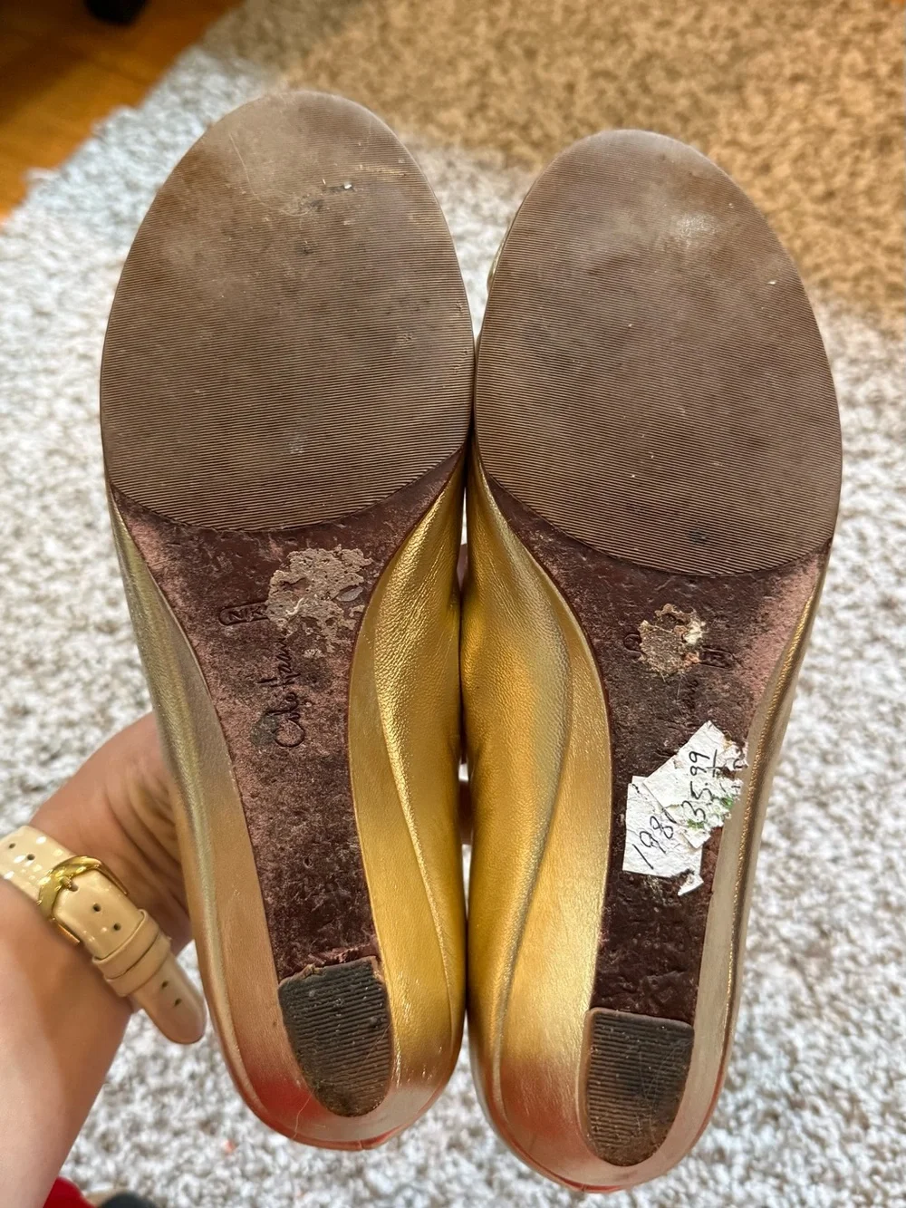 Cole Haan Open Toe Gold Wedges 7.5