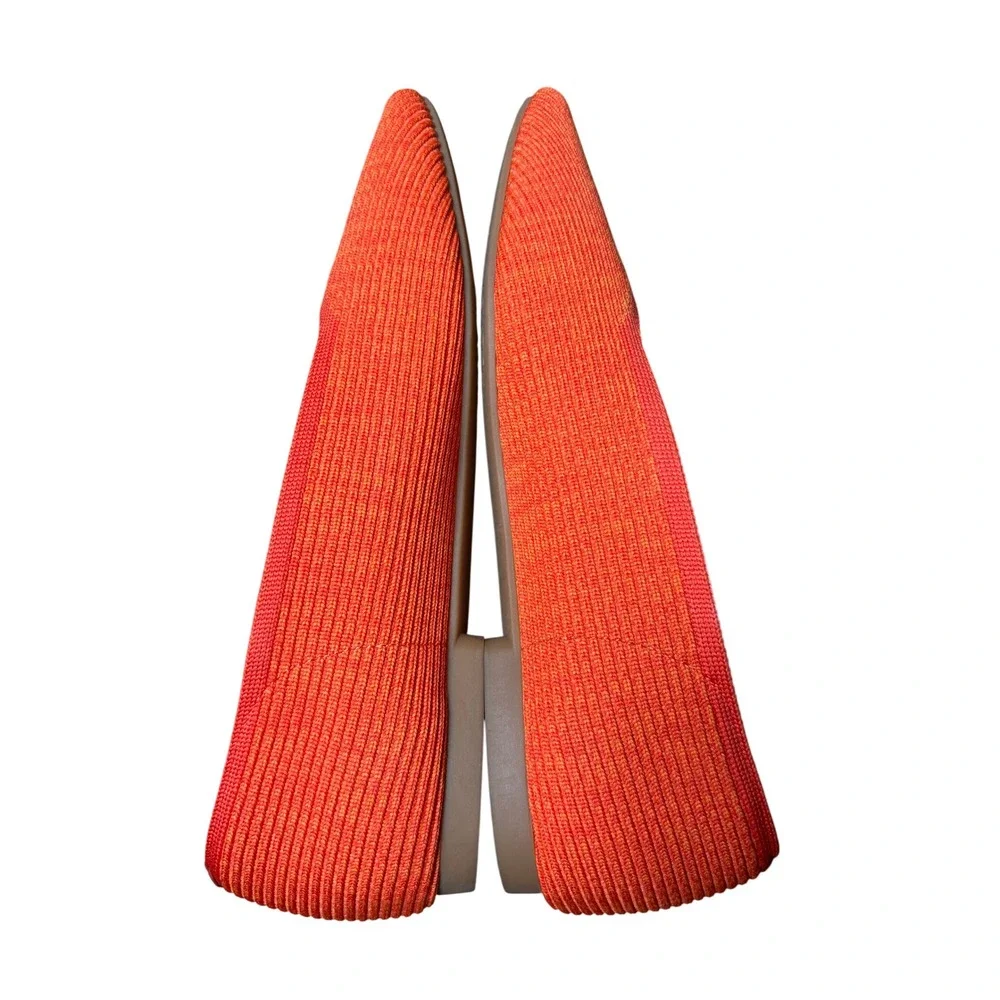 Vivaia Margot 40.5 / 9 - 9.5 Square-Toe Ballet Flat Comfort Orange Knit Slip On