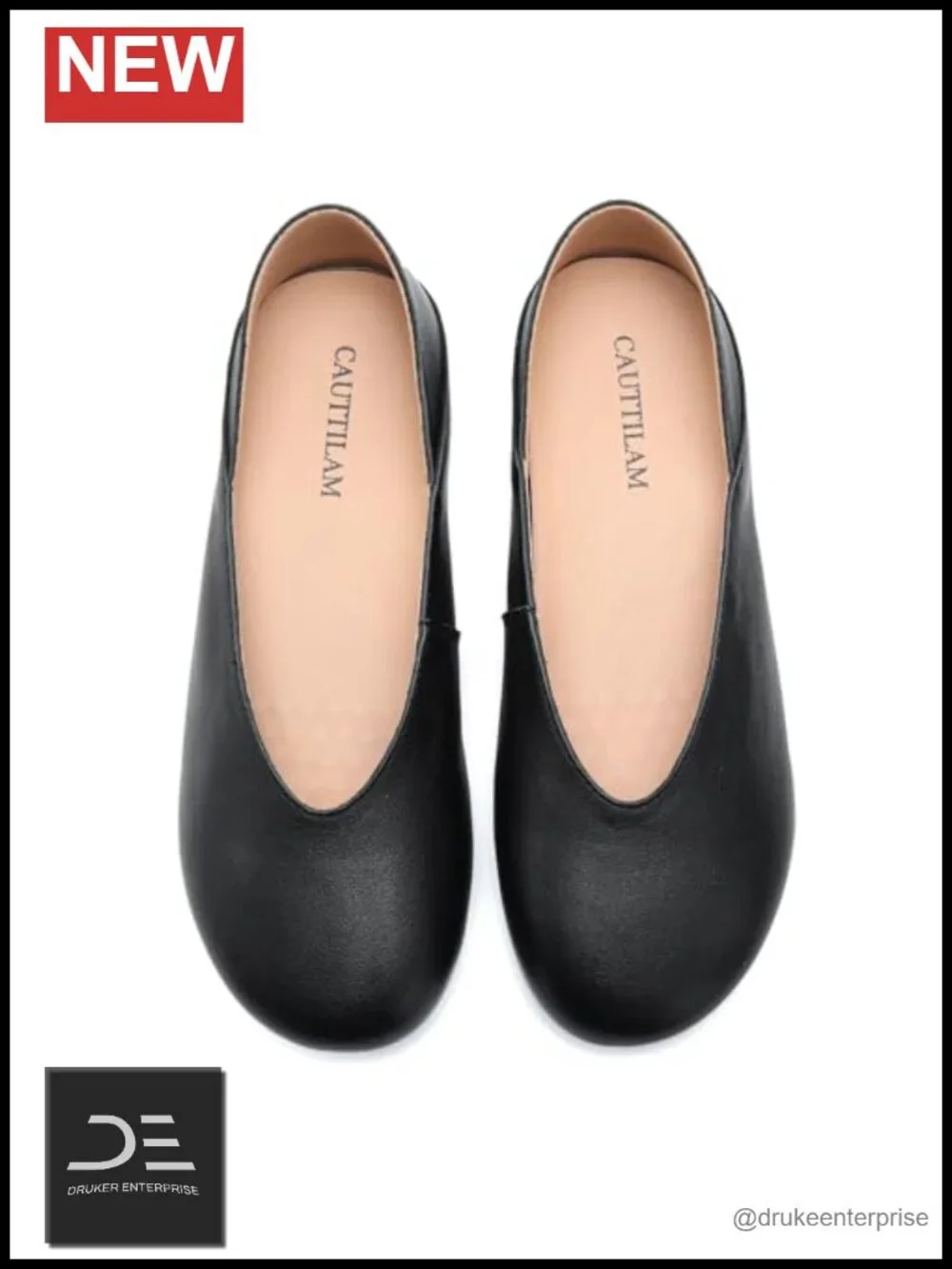 Women's Classic Leather Ballet Flats – Soft Genuine Leather Round Toe Slip-Ons