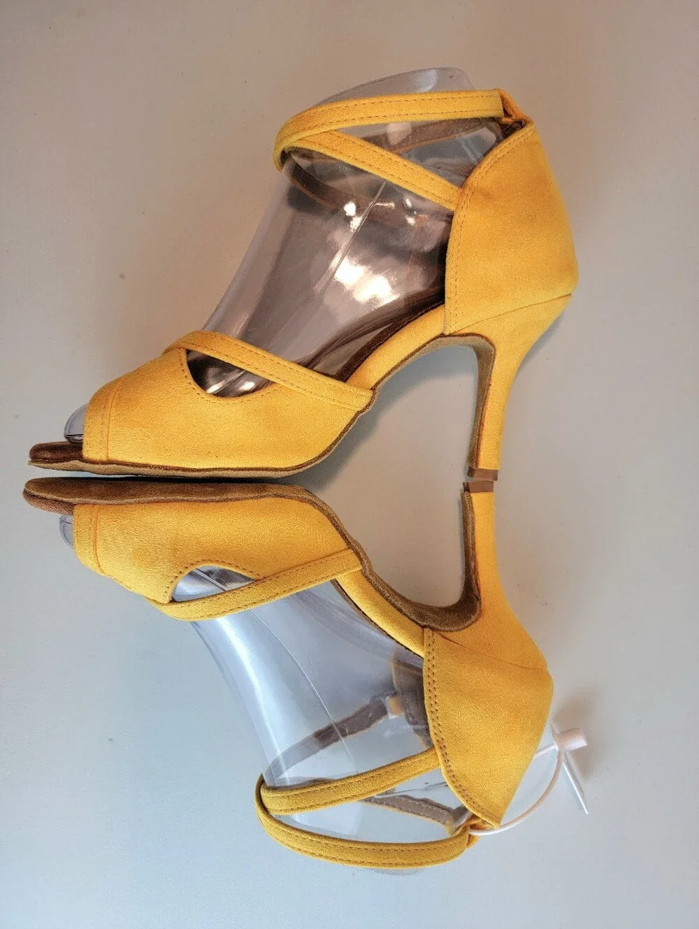 Suede Salsa Latin Dance Shoes Yellow, Strappy, 3.25