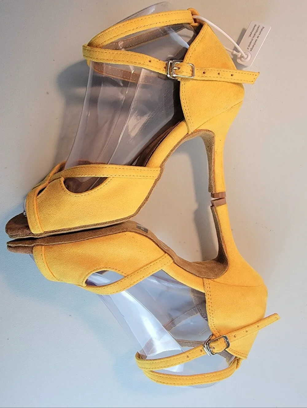 Suede Salsa Latin Dance Shoes Yellow, Strappy, 3.25