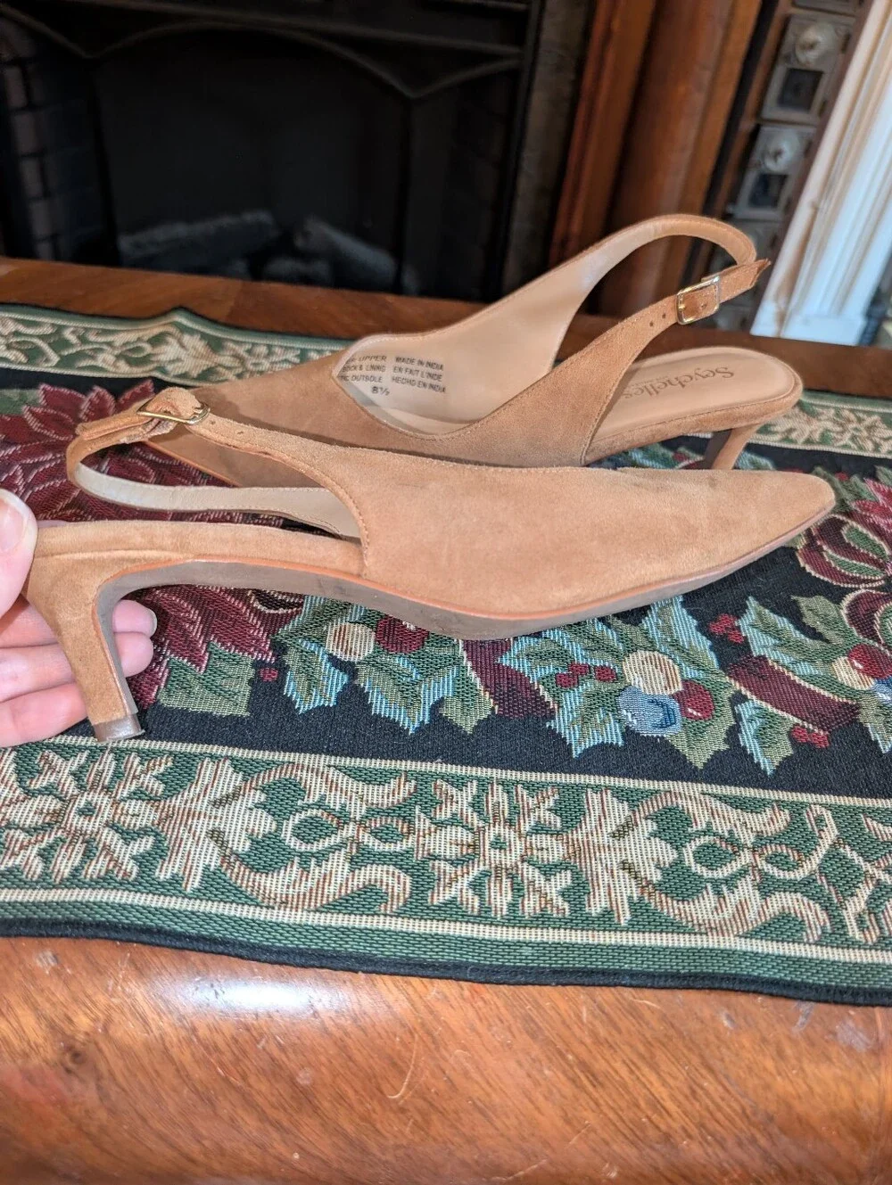 Seychelles Tan Suede Slingback Kitten Heels