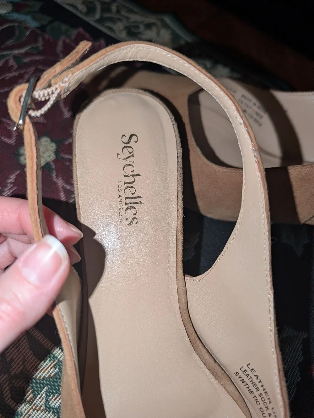 Seychelles Tan Suede Slingback Kitten Heels