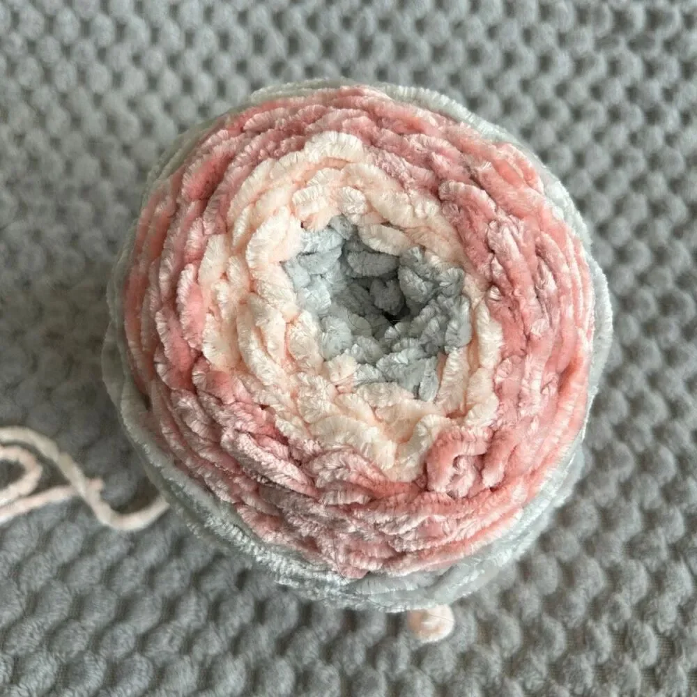 Large Roll Chenille Yarn Pink Mauve Gray