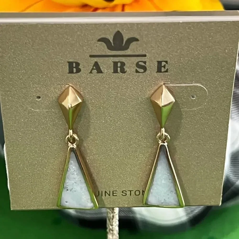 NWT Barse Genuine Earrings Amazonite & Gold Earrings #BJ