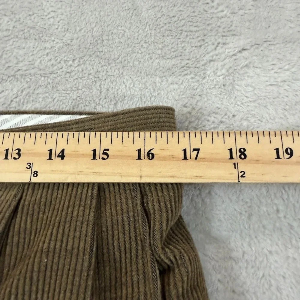 Samuelsohn Mens 33x28 Corduroy Brown Wool Pleated Cuffed Dress Pants Italy EUC