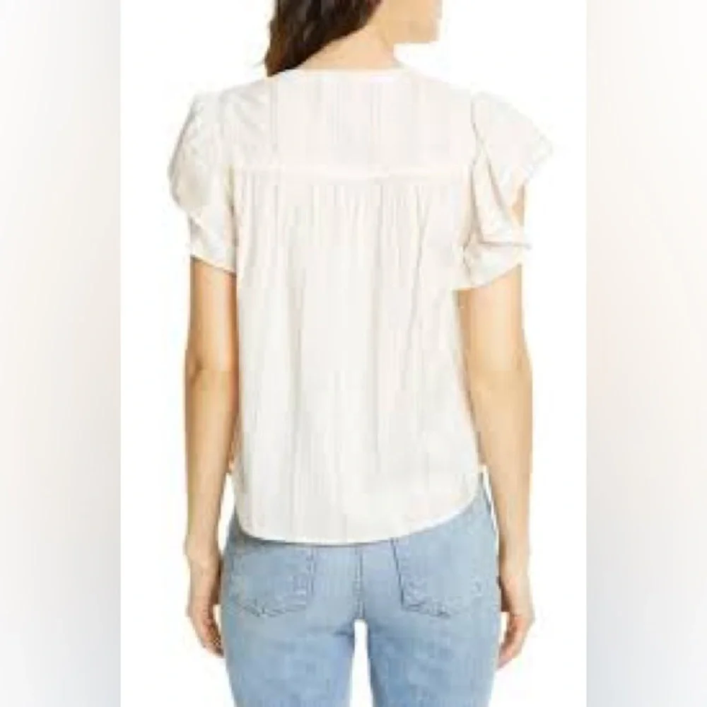 La Vie Rebecca Taylor Alice Metallic Stripe Cotton Top (T2)
