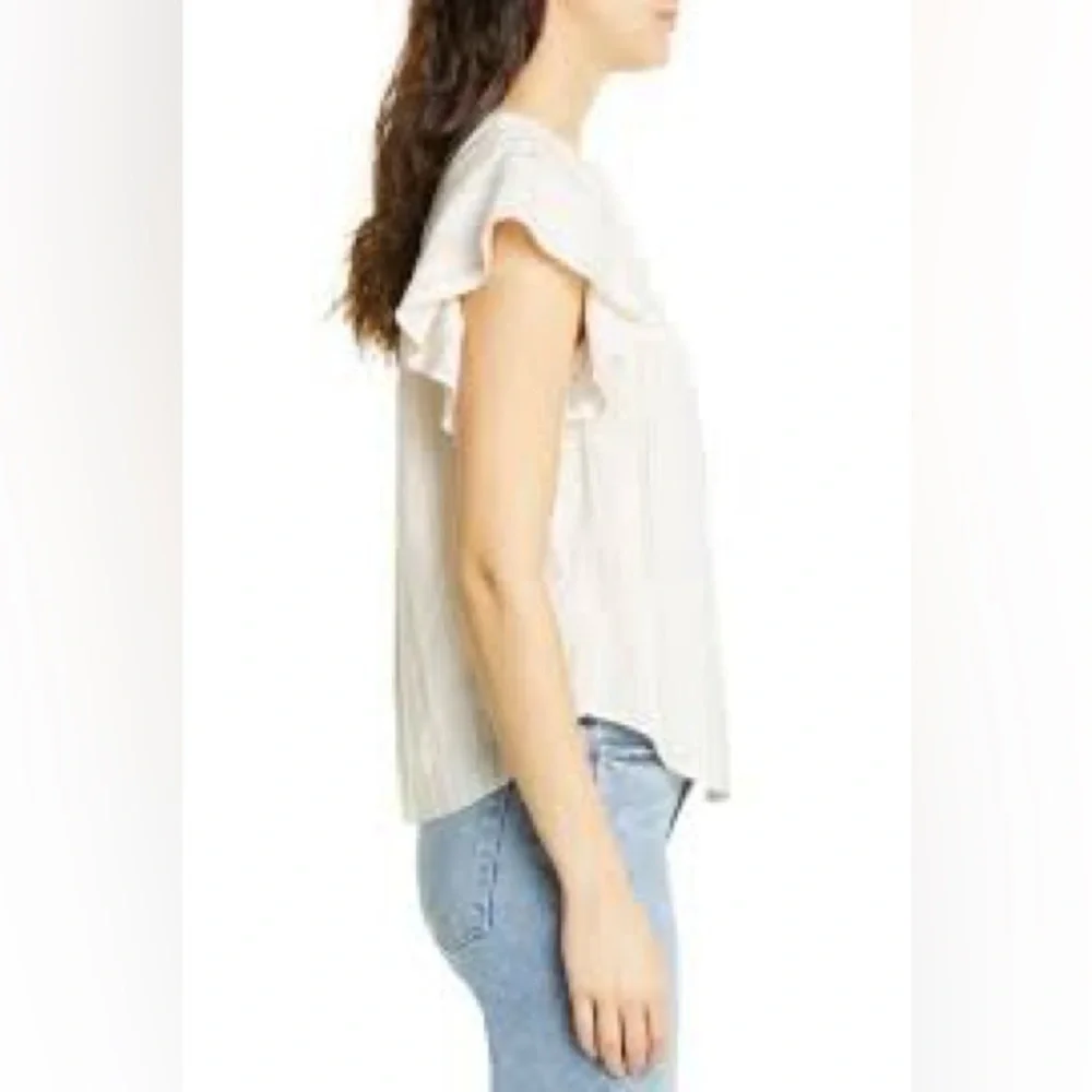 La Vie Rebecca Taylor Alice Metallic Stripe Cotton Top (T2)