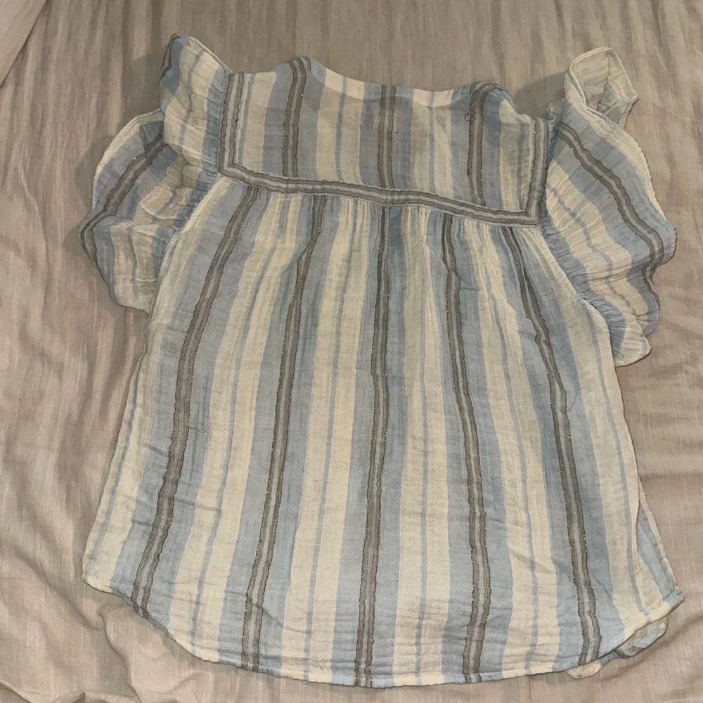 La Vie Rebecca Taylor Alice Metallic Stripe Cotton Top (T2)
