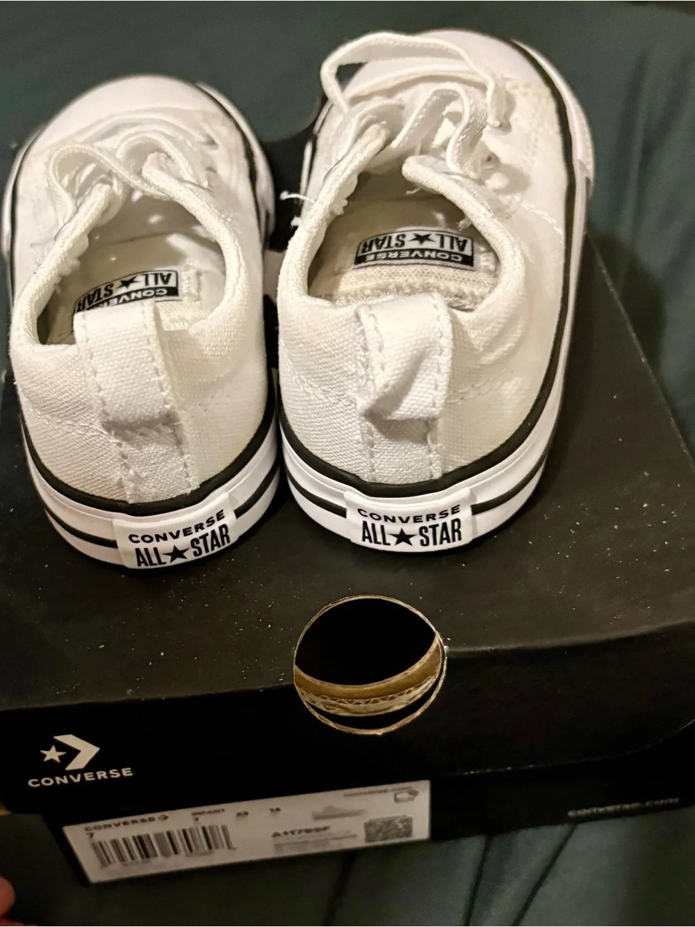 Converse Kids White Canvas Low-Top Sneakers with Black Stripe